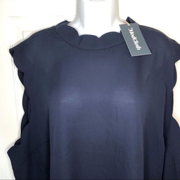 Modcloth Outstanding Scallops Sleeveless Blouse Navy Blue 4X - Picture 5 of 12